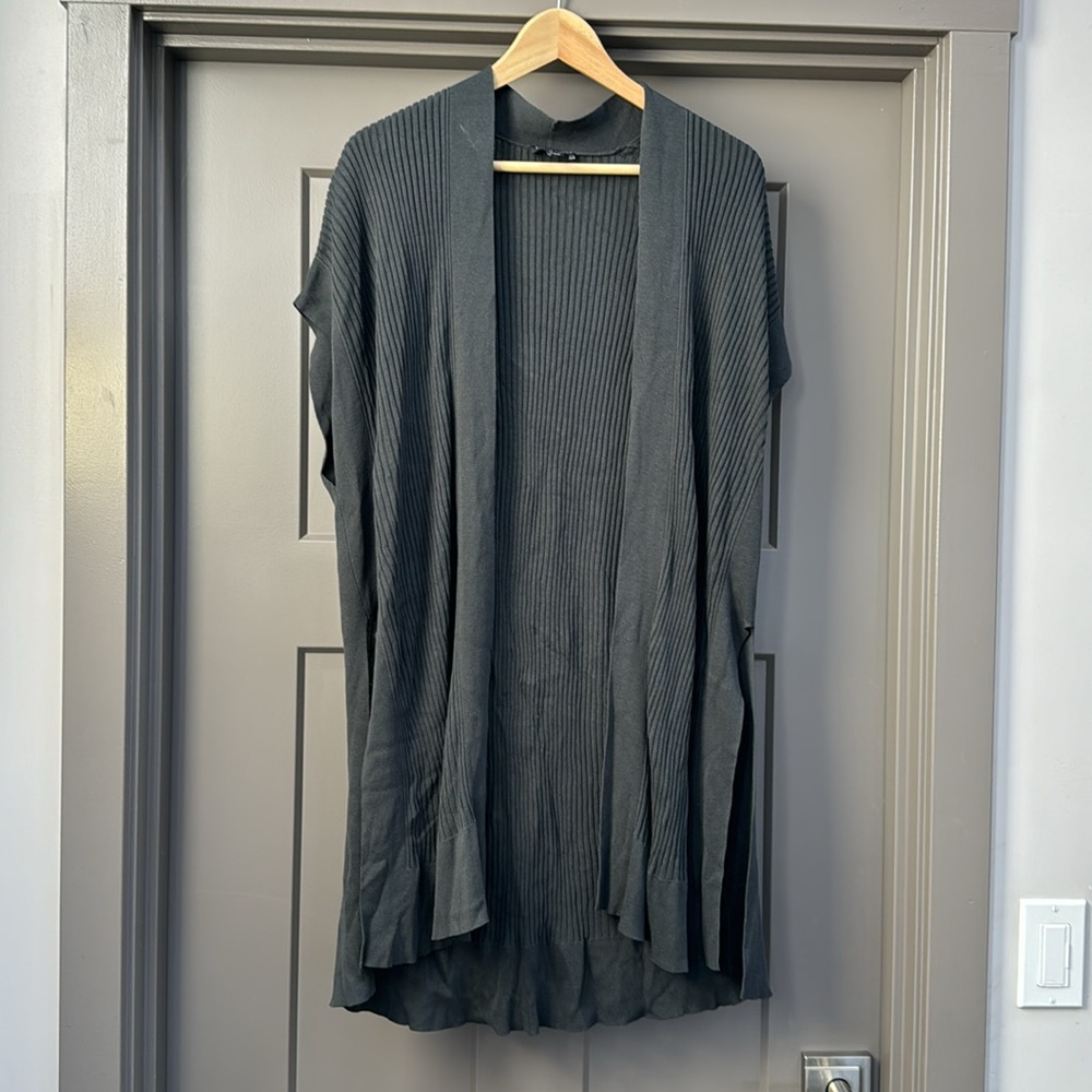 Eileen Fisher Ribbed Cardigan, gray, small